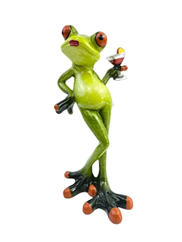 VVGIFTS Frog Figurines Decor Funny Cute Craft Resin Frog Sculpture Statue for Home Office Desk Tabletop Bathroom Decoration, Ornament Gift (Frog Drinking Drink) - color: Frog Drinking Drink