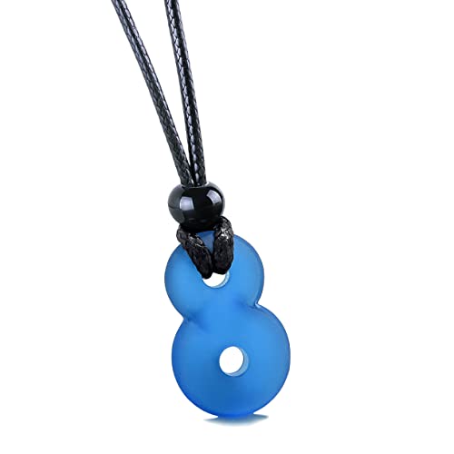 Infinity Necklace - Sea Glass Jewelry - Positive Vibes Collection - Cute Meditation Crystals - Spiritual Gifts for Yoga Lovers - High Vibration Tibetan Symbols - Cool and Trendy Good Luck Amulets - color: Ocean Blue Sea Glass Crystal
