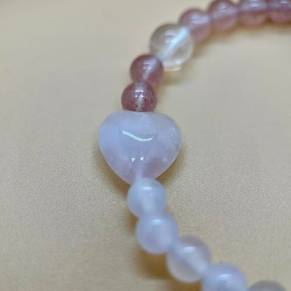 Birth Flower Crystal Bracelets for Women, Handmade Natural Gemstone Stretch Jewelry with Healing & Positive Energy - color: Jan. Carnation & Quartz