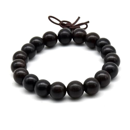 Zen Dear Unisex Natural Ebony Wood Buddhist Prayer Bead Necklace Bracelet Tibetan Prayer Mala Beaded Black - style: 10mm 19beads