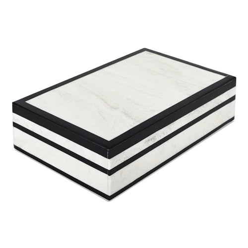 Handicrafts Home Decorative Storage Box with Lid – Black White Modern Remote Holder Box, Coffee Table Organizer, Decorative Storage Box for Living Room & Desk – Mono Court 10 x 6 x 2.5 - color: MONO-COURT, size: 10 x 6 x 2.5 Inches