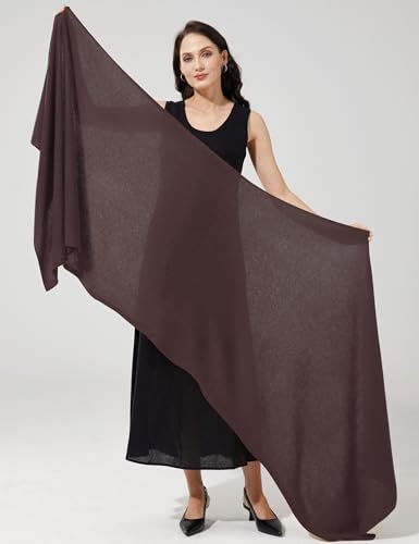 Soft Cashmere Blend Wrap Chic Scarf Stole for Women Wayfarer Travel Extra Large 87"x28" - color: Coffee