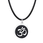 Stainless Steel Om Necklace for Men Women, gold plated/Silver/Black Yoga Charm Pendant Necklaces Aum Om Ohm Sanskrit Symbol Hindu Meditation Chain Necklace,Mens Womens Jewelry Gifts - color: Round Black