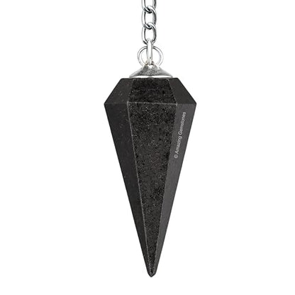 Amazing Gemstone Black Tourmaline Crystal Pendulum for Divination - Certified Dowsing Crystals and Healing Stones for Chakra Balancing and Meditation - Enhance Reiki Spiritual Growth - color: Black Tourmaline (Mental)