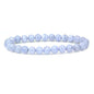 Angelstones Handmade Natural Healing Gemstone 6mm Round Beads Stretch Crystal Bracelet 7 Inch Unisex - color: Blue Lace Agate