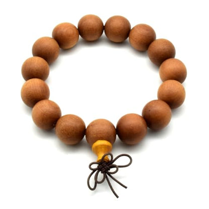 Zen Dear Unisex Teak Wood Prayer Beads Buddha Buddhist Beads Japa Mala Necklace Bracelet Bead - style: 15mm x 15 beads