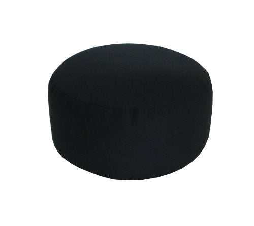 Round Buckwheat Zafu Meditation Cushion - color: Black