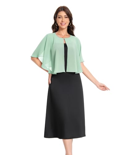 Baoqiya Capelets for women Chiffon Cape Soft Shawls and Wraps Wedding Capes 1920s flapper Cover Up - color: Mint