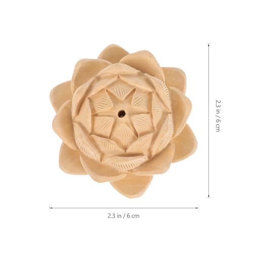 BESTonZON Carved Multi-Layer Lotus Statue Small Wood Lotus Sculpture Tabletop Decorative Figurine for Home Décor and Zen Centerpiece