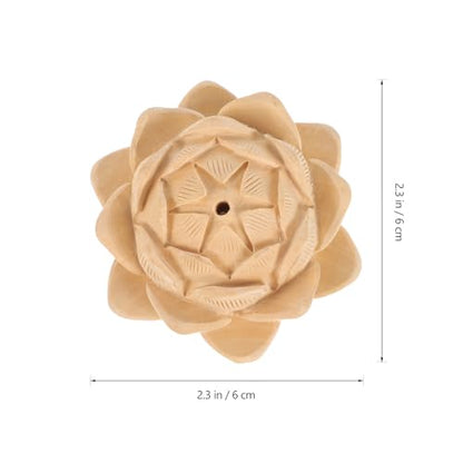 BESTonZON Carved Multi-Layer Lotus Statue Small Wood Lotus Sculpture Tabletop Decorative Figurine for Home Décor and Zen Centerpiece
