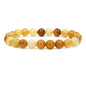 Keleny Gem Semi Precious Gemstones 8mm Natural Stone Round Beads Crystal Stretch Bracelets 7 Inch Unisex - color: 8mm Multicolor Yellow Quartzite