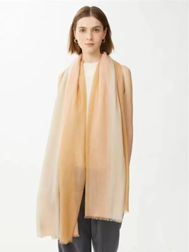 Luxury Cashmere Pashmina Style Shawl - Silk & Wool Blend Scarf, Lightweight Skin-Friendly Wrap - color: Gradient Beige