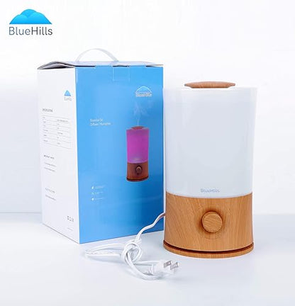 BlueHills Premium 2000 ML XL Large Essential Oil Diffuser Aromatherapy Humidifier for Large Room Home 40 Hour Run Huge Coverage Area 2 Liter Extra Large Capacity Huge Diffuser Wood Grain E005 - color: Light Wood Grain