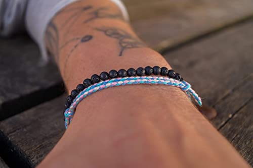 Made by Nami 2 Pcs Boho Surfer Bracelets for Men and Women Waterproof and Adjustable Beach Bracelets for Men and Women Set of 2 Beaded & Braided - color: Lava Beads & Retro