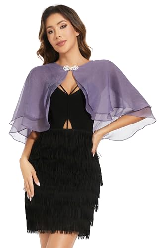 Women's Sheer Tencel Shawls and Wraps for Evening Dresses Soft Wedding Cape Lightweight Bridesmaid Scarves Cover Up - color: Violet