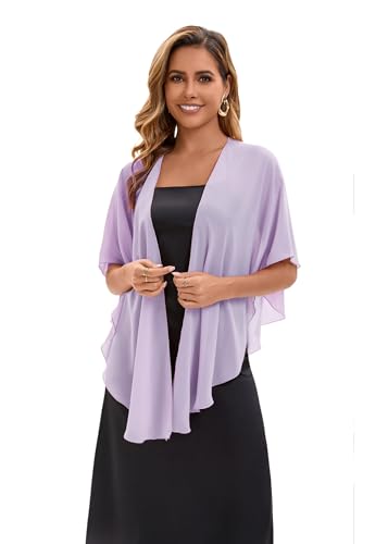 Baoqiya Chiffon Shawl Evening Scarf Shawls and Wraps for Women Wedding Party Bridal Scarves Cover Ups - color: Lavende