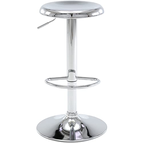 Adjustable Bar Stool, Swivel Round Metal Airlift Barstool, Backless Counter Height Bar Chair for Kitchen Dining Room Pub Cafe, 1 pc (Chrome) - color: Chrome, size: 1 pc