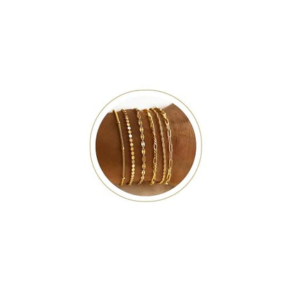 Tewiky Waterproof Gold Bracelets for Women Non Tarnish - Dainty Stack 14K Gold Plated/Sterling Silver Chain Bracelets Set Adjustable Trendy Jewelry for Women - style: Style C