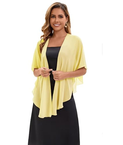 Baoqiya Chiffon Shawl Evening Scarf Shawls and Wraps for Women Wedding Party Bridal Scarves Cover Ups - color: Yellow