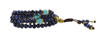 Mandala Crafts Buddhist Prayer Beads 108 Necklace Bracelet - Pearl Prayer Beads for Women - Tibetan Pearl Mala Beads 108 for Yoga Meditation - color: Black
