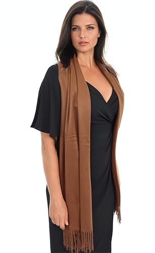 Ocomfly 100% Pashmina Scarf for Women - Premium Womens Scarves - Gift Boxed - Shawls or Wraps - Ultra Soft and Warm - color: Cocoa Brown