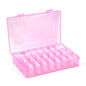 AKOAK 1 Pack 24 Grid Plastic Storage Case, Transparent Jewelry Display Organizer, Detachable Divider -7.5"x 5.1"x 1.4" for Beads, Jewelry, Earrings, Rings (Pink) - color: Pink