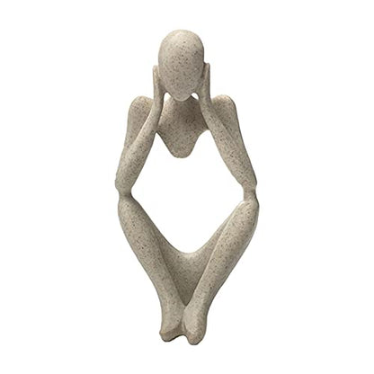 prosfalt Sandstone Resin Thinker Style Abstract Sculpture Statue Collectible Figurines Home Office Bookshelf Desktop Decor(Sandstone - think Deeply) - color: Sandstone - Think Deeply