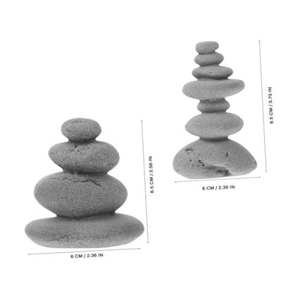PRETYZOOM Japanese Garden Pebble Decor Zen Garden Ornaments Stacked Stone Decorations Decorative Rocks 2pcs Set