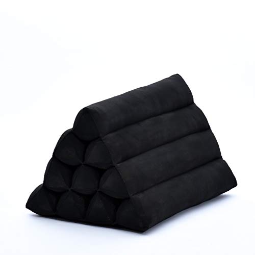 Leewadee Triangle Cushion – Comfortable Backrest for TV or Reading, Incline Pillow for Relaxing Made of Kapok, 20 x 13 x 13 inches, Black - color: Cl02 - Black
