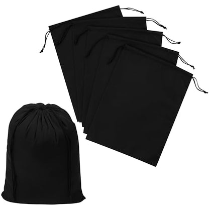 PALTERWEAR Black Cotton Drawstring Bags, Reusable Quality with Double String, For Pantry Gifts Kitchen - Pack of 6 (Black Cotton Blend, 9 x 12 Inch) - color: Black Cotton Blend, size: 9 x 12 Inch