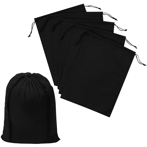 PALTERWEAR Black Cotton Drawstring Bags, Reusable Quality with Double String, For Pantry Gifts Kitchen - Pack of 6 (Black Cotton Blend, 9 x 12 Inch) - color: Black Cotton Blend, size: 9 x 12 Inch