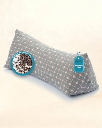 Cervical Buckwheat Roll Pillow for Sleeping,15.7"x5.9" Buckwheat Hulls Pillows Filling, Triangle Pillow for Neck Support Yoga Bolster, Adjustable Fill for Neck Pain Relief,Gray - color: Triangle-grey