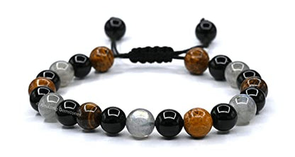 Amazing Gemstone Mood Bracelets for Kids Women Men Manifestation - Labradorite Mariyam Jasper Black Tourmaline Bracelet Set for Men Women Healing Calming Anxiety Stress Relief Gifts (Adjustable) - color: Mood Lifting