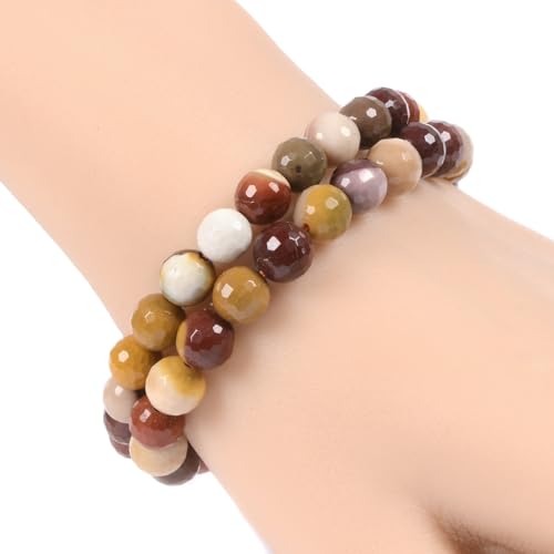 Justinstones Gem Semi Precious Gemstone 8mm Round Beads Stretch Bracelet 7 Inch Unisex - color: Faceted Mookaite Jasper