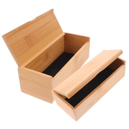 Cabilock 2pcs Bamboo Storage Box with Lid Organizer for Jewelry Trinkets and Keepsakes Lightweight and Bamboo Wood Design