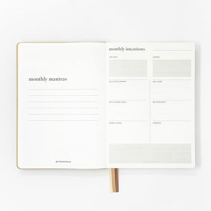 Soulwork Planner - 6 Months Undated, Guided Journal Prompts, B5 Daily Planner, To-Do Lists, 360 Pages, Leather Fabric Hardcover, 6.9” x 9.8”, Lay Flat, Productivity, Self-Care, Mindfulness (Beige) - color: Beige