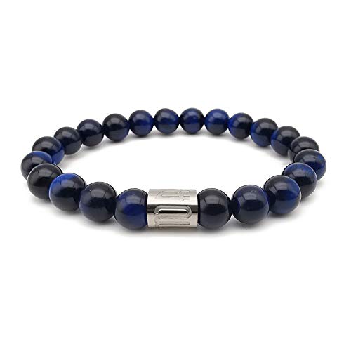 Morchic 8mm Genuine Gemstone Stretch Bracelet for Women Men Unisex, Natural Energy Crystal Stone Beads, Classic Simple Design Cuff Birthday Gift 7.5 Inch - color: Blue Tiger Eye