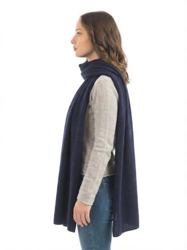 Dalle Piane Cashmere Womens Wool Cashmere Blend Stole Soft Italian Shawl Wrap for Wedding Evening Gift Made in Italy - color: Blue