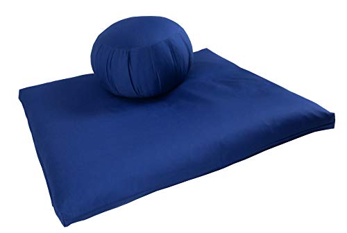 Kapok Zafu and Zabuton Meditation Cushion Set (2pc) - color: Royal Blue