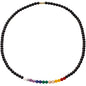 Reiki 7 Chakra Obsidian Beaded Necklace Protection Spiritual Crystals Meditation Yoga Necklaces for Women and Men Good Luck Jewelry - size: 24in