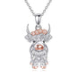 Animal Necklace 925 Sterling Silver Pendant Jewelry Gift for Women Animal Lover - style: Highland cow