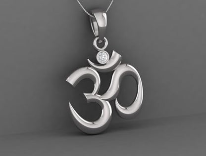 Sterling Silver 925 Om pendant Yoga Meditation Spiritual Necklace Charm Jewelry - color: Silver