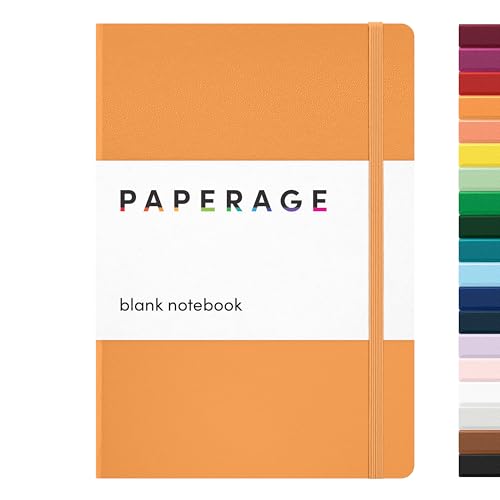 PAPERAGE Blank Journal Notebook, (Marigold), 160 Pages, Medium 5.6 in x 8 in - 100 GSM Thick Paper – Hardcover Journaling Notebook for Work, School, Note Taking or Sketching - color: Marigold, style: D. Blank