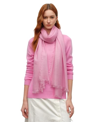 KVSS Women's Fine Knit Shawl, 55% Cashmere 45% Mulberry Silk, X Gauge 120/2NM Yarn Lightweight Spring Summer Wrap Scarf - color: Putty