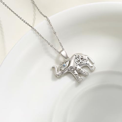 Evil Eye Necklace for Women 925 Sterling Silver, Protection Necklace with Blue Evil Eye Charm, Evil Eye/Lotus Pendant Jewelry, Birthday Christmas Gifts for Her - style: Elephant with Evil Eye Necklacse