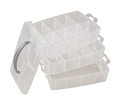 Rayher storage box with carrying handle storage box with 17 compartments 23.1 x 15.6 x 18.5cm transparent