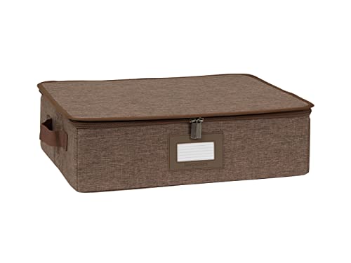 Covermates Keepsakes Zip-Top Storage Box Set, 3 Pack Heavy Duty Polyester Organizer Bins, Stackable Design, ID Window, Reinforced Handles, Closet Home Storage, Brown Heather - color: Brown Heather, size: 17W x 13D x 5H