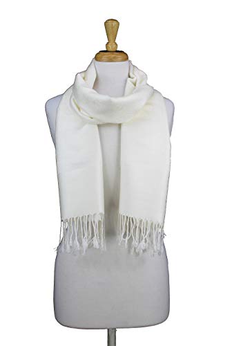 PASKMLNA Paisley Jacquard Pashmina Shawl Wrap Scarf Stole - color: Off-white