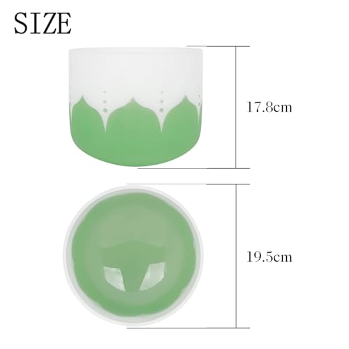 Singing Bowl, 8 Inch Frosted Quartz Crystal Sound Bowl Crystal Singing Bowls with sheepskin percussion stick for Meditation and Stress Relief (Green) - color: Green