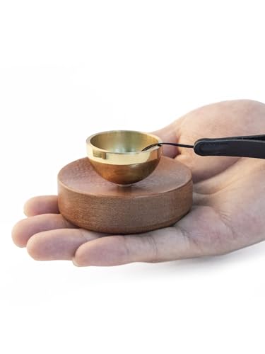 Portable Mini Singing Bowl Set | Beautiful sound and look | Little Tibetan Singing Bowl Set | Easy To Play | Chakra therapy, hand beaten | Creates Beautiful Sound for Healing - color: Brown
